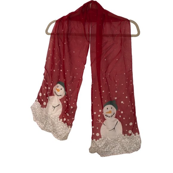 Vintage red Snowmen Ugly Christmas Scarf - Picture 1 of 2